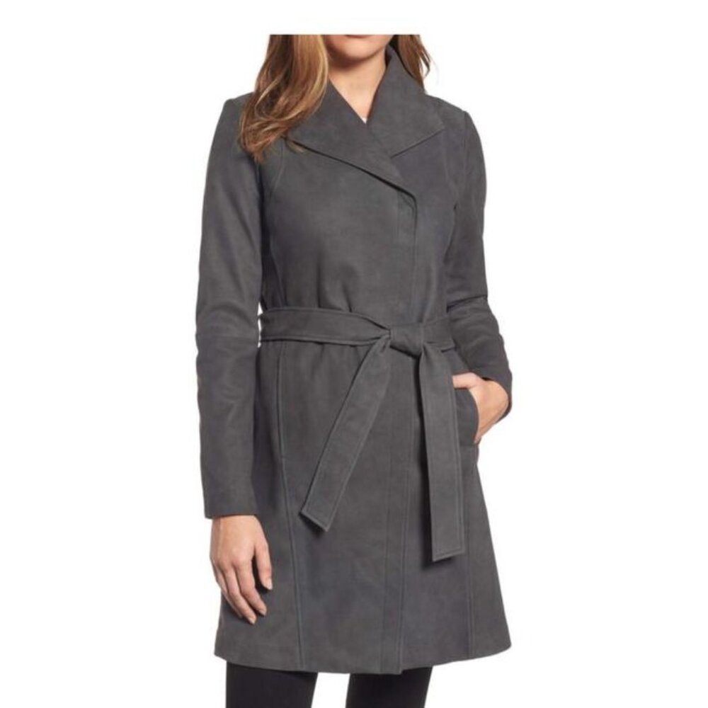 Elie Tahari Jacqueline Leather Coat (Size M)